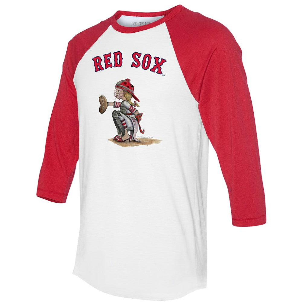 Boston Red Sox Tiny Turnip Women's Kate 3/4-Sleeve Raglan T-Shirt White/Red