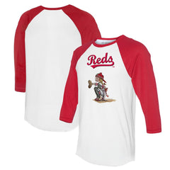 Cincinnati Reds Tiny Turnip Women's Kate 3/4-Sleeve Raglan T-Shirt White/Red
