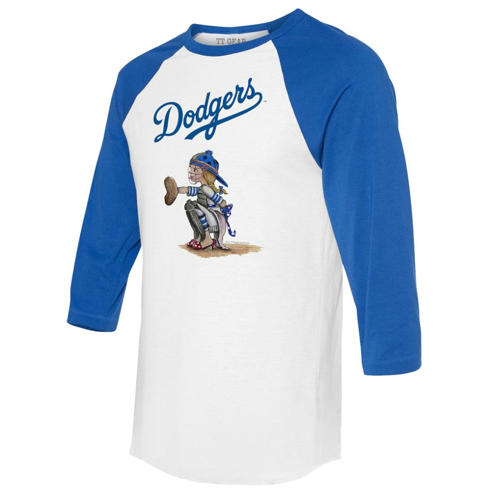 Los Angeles Dodgers Tiny Turnip Women's Kate 3/4-Sleeve Raglan T-Shirt White/Royal