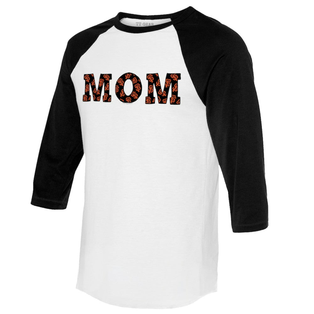 San Francisco Giants Tiny Turnip Women's Logo Mom 3/4-Sleeve Raglan T-Shirt White/Black