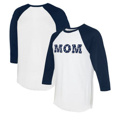 Atlanta Braves Tiny Turnip Women's Logo Mom 3/4-Sleeve Raglan T-Shirt White/Navy
