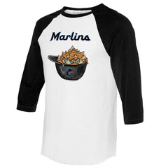 Miami Marlins Tiny Turnip Women's Nacho Helmet 3/4-Sleeve Raglan T-Shirt White/Black