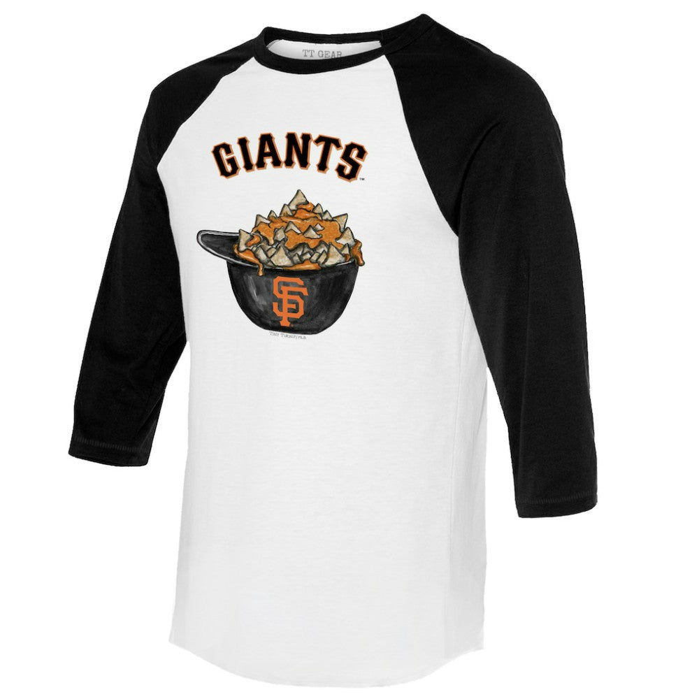San Francisco Giants Tiny Turnip Women's Nacho Helmet 3/4-Sleeve Raglan T-Shirt White/Black
