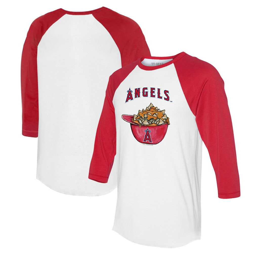 Los Angeles Angels Tiny Turnip Women's Nacho Helmet 3/4-Sleeve Raglan T-Shirt White/Red