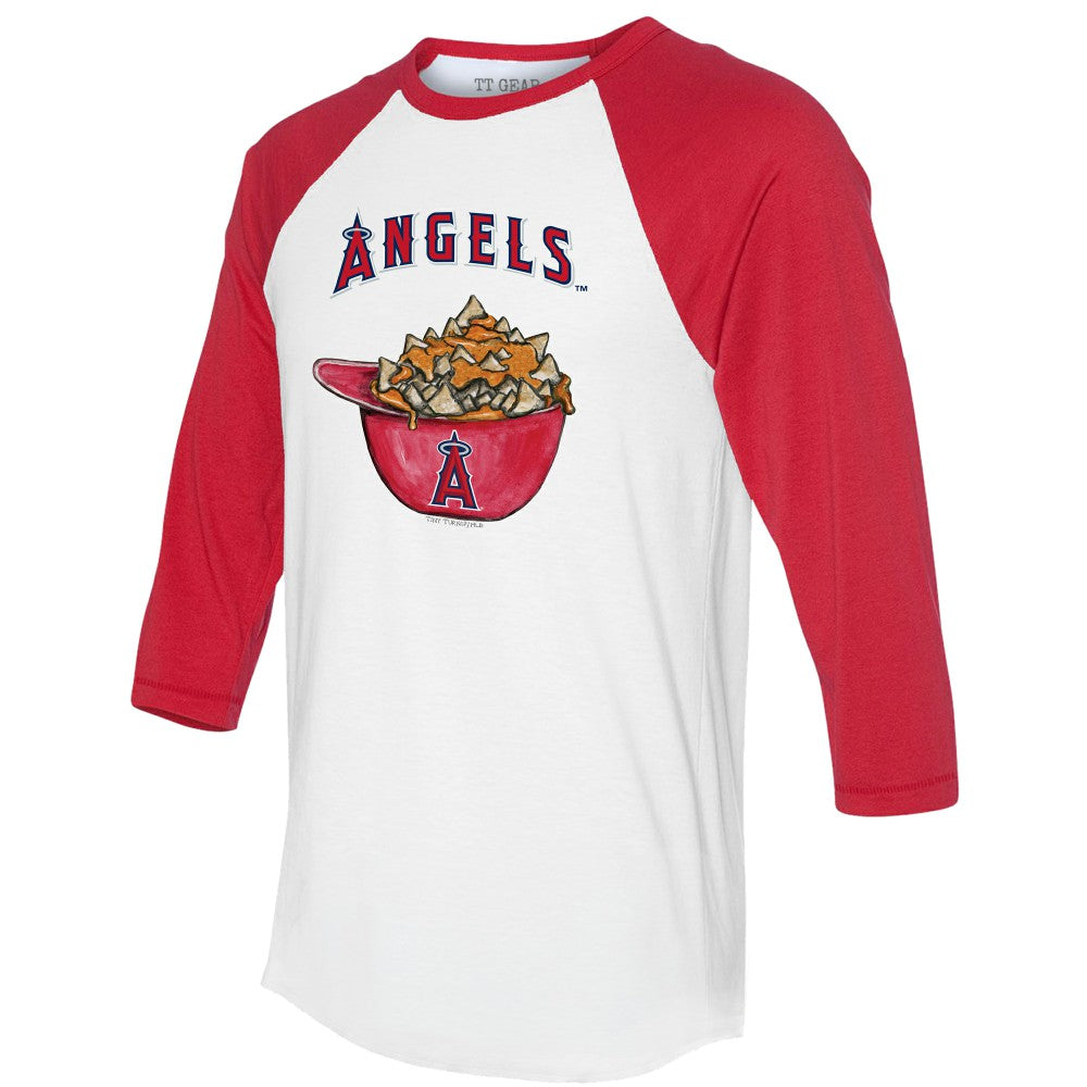 Los Angeles Angels Tiny Turnip Women's Nacho Helmet 3/4-Sleeve Raglan T-Shirt White/Red