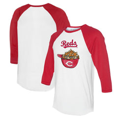 Cincinnati Reds Tiny Turnip Women's Nacho Helmet 3/4-Sleeve Raglan T-Shirt White/Red