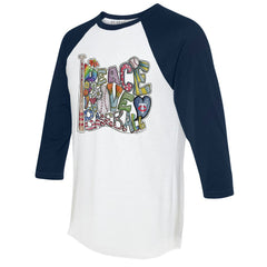 Minnesota Twins Tiny Turnip Women's Peace Love Baseball 3/4-Sleeve Raglan T-Shirt White/Navy