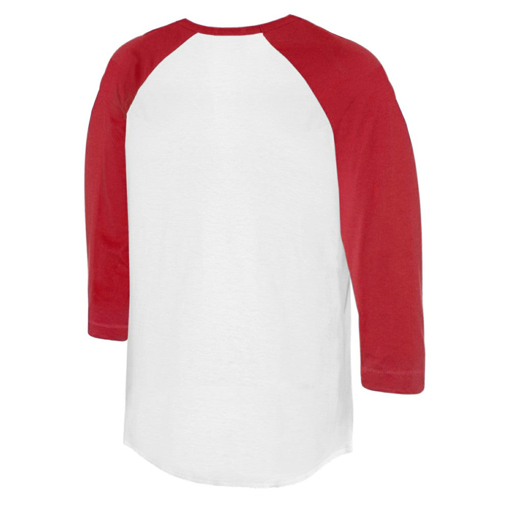 Los Angeles Angels Tiny Turnip Women's Peace Love Baseball 3/4-Sleeve Raglan T-Shirt White/Red