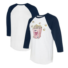 Washington Nationals Tiny Turnip Women's Popcorn 3/4-Sleeve Raglan T-Shirt White/Navy