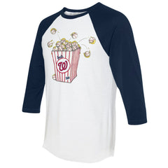 Washington Nationals Tiny Turnip Women's Popcorn 3/4-Sleeve Raglan T-Shirt White/Navy