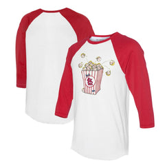 St. Louis Cardinals Tiny Turnip Women's Popcorn 3/4-Sleeve Raglan T-Shirt White/Red