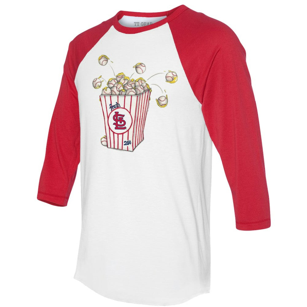 St. Louis Cardinals Tiny Turnip Women's Popcorn 3/4-Sleeve Raglan T-Shirt White/Red