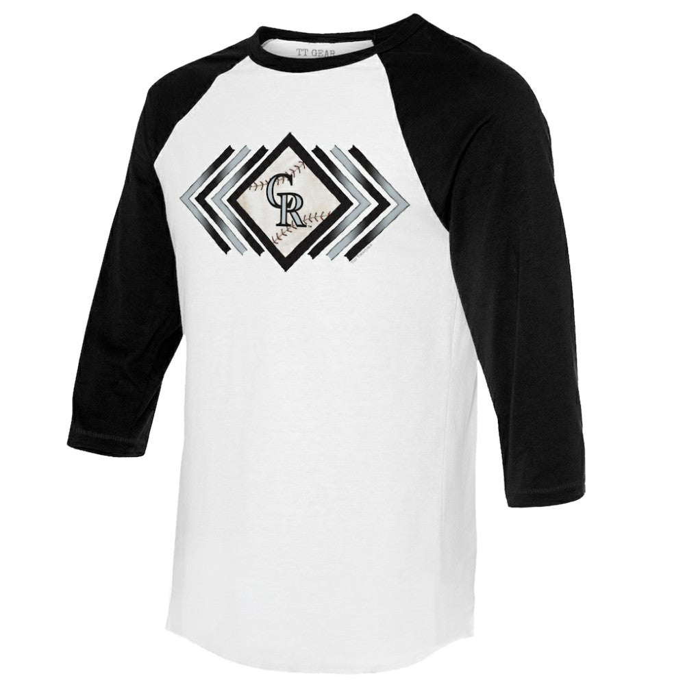 Colorado Rockies Tiny Turnip Women's Prism Arrows 3/4-Sleeve Raglan T-Shirt White