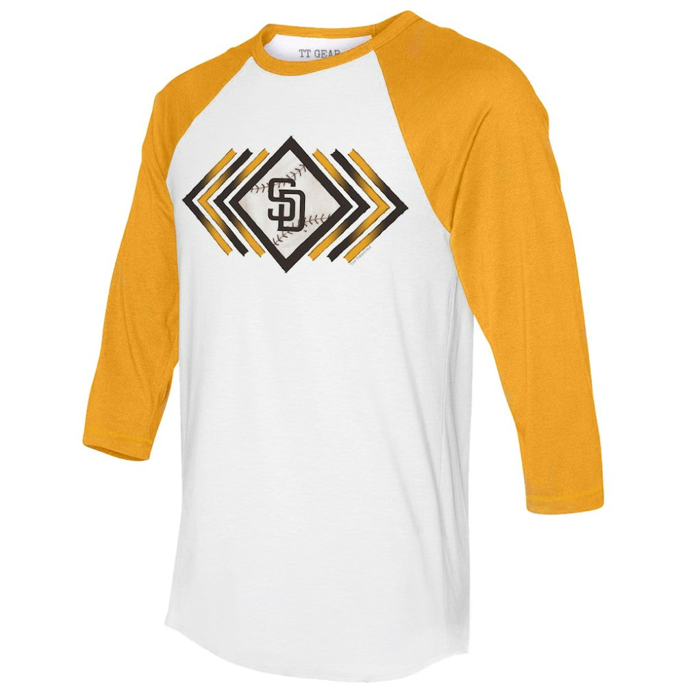 San Diego Padres Tiny Turnip Women's Prism Arrows 3/4-Sleeve Raglan T-Shirt White