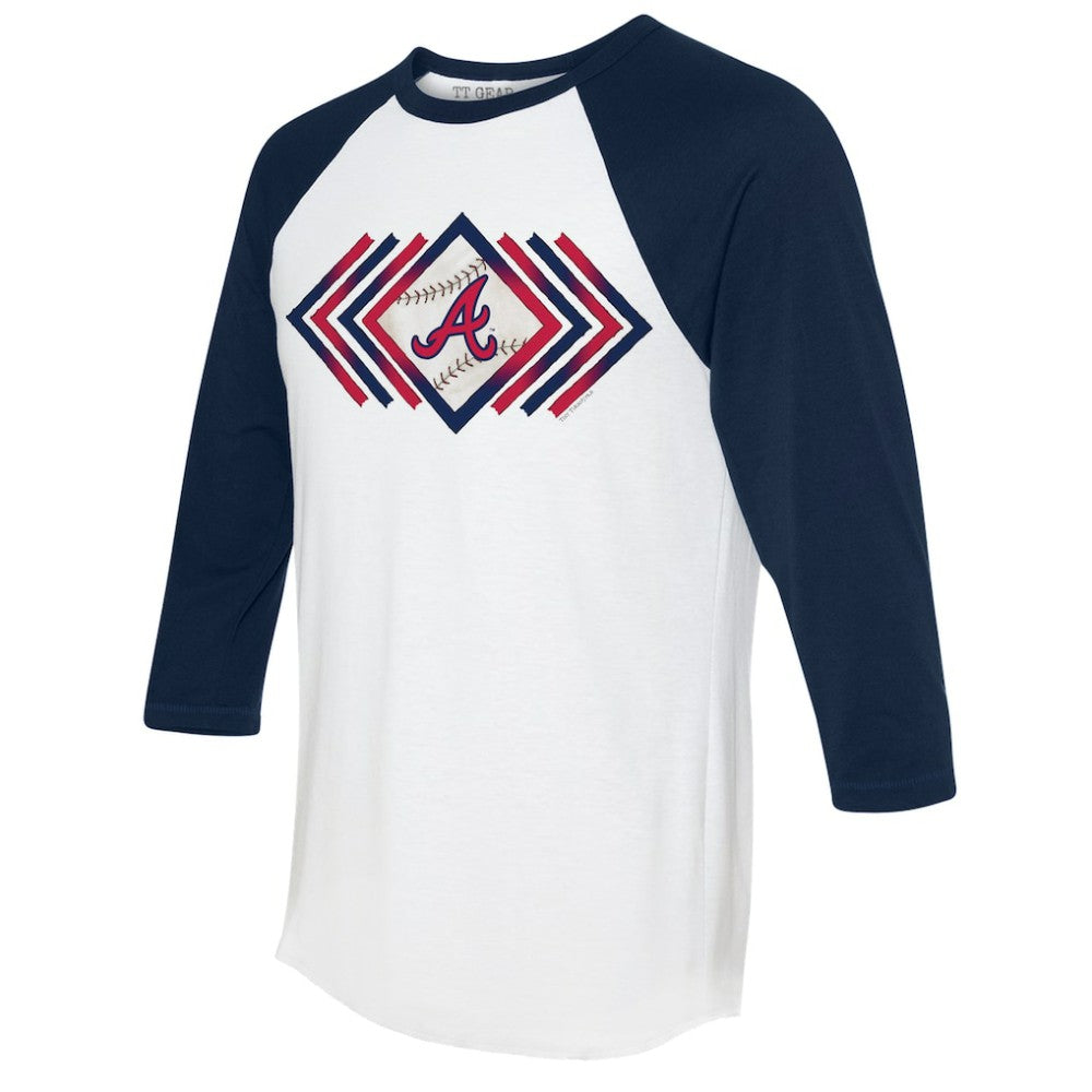 Atlanta Braves Tiny Turnip Women's Prism Arrows 3/4-Sleeve Raglan T-Shirt White