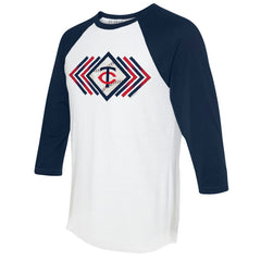 Minnesota Twins Tiny Turnip Women's Prism Arrows 3/4-Sleeve Raglan T-Shirt White