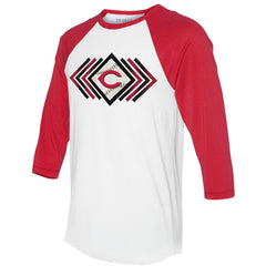 Cincinnati Reds Tiny Turnip Women's Prism Arrows 3/4-Sleeve Raglan T-Shirt White