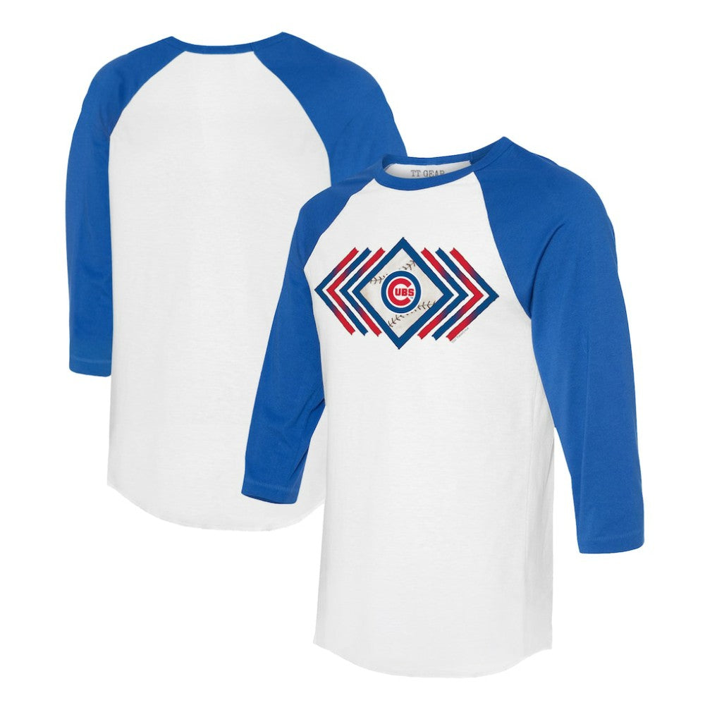 Chicago Cubs Tiny Turnip Women's Prism Arrows 3/4-Sleeve Raglan T-Shirt White