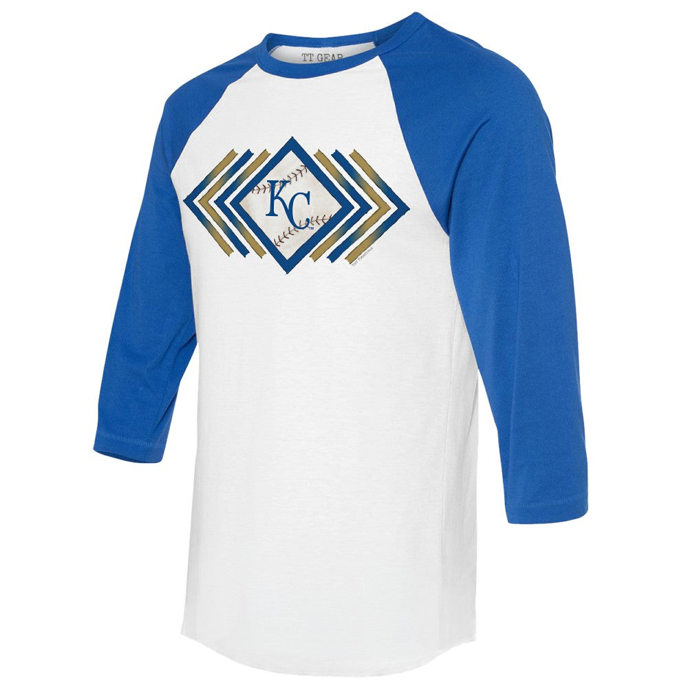Kansas City Royals Tiny Turnip Women's Prism Arrows 3/4-Sleeve Raglan T-Shirt White