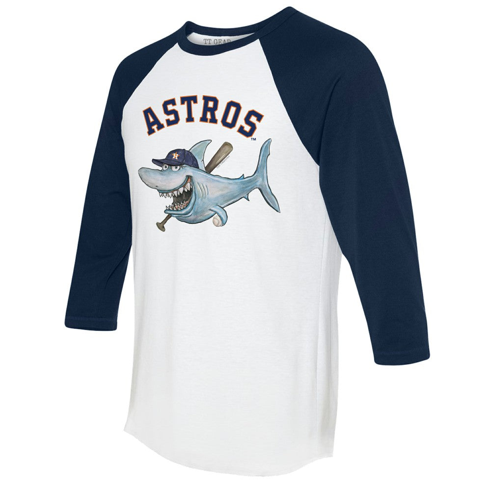 Houston Astros Tiny Turnip Women's Shark 3/4-Sleeve Raglan T-Shirt White/Navy