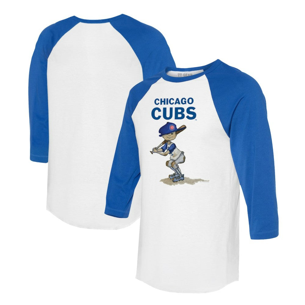 Chicago Cubs Tiny Turnip Women's Slugger 3/4-Sleeve Raglan T-Shirt White/Royal