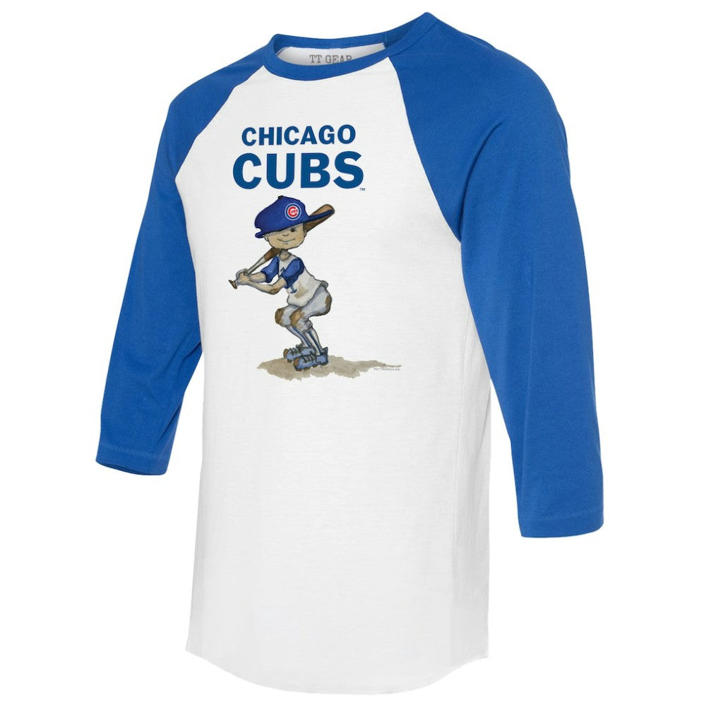 Chicago Cubs Tiny Turnip Women's Slugger 3/4-Sleeve Raglan T-Shirt White/Royal