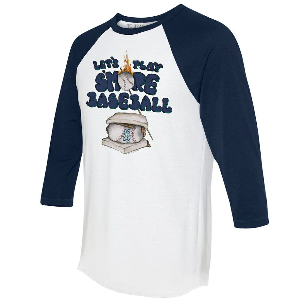 Seattle Mariners Tiny Turnip Women's Smores 3/4-Sleeve Raglan T-Shirt White/Navy