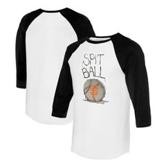 San Francisco Giants Tiny Turnip Women's Spit Ball 3/4-Sleeve Raglan T-Shirt White/Black