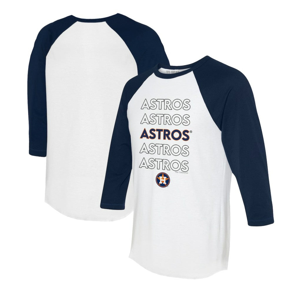 Houston Astros Tiny Turnip Women's Stacked 3/4-Sleeve Raglan T-Shirt White/Navy