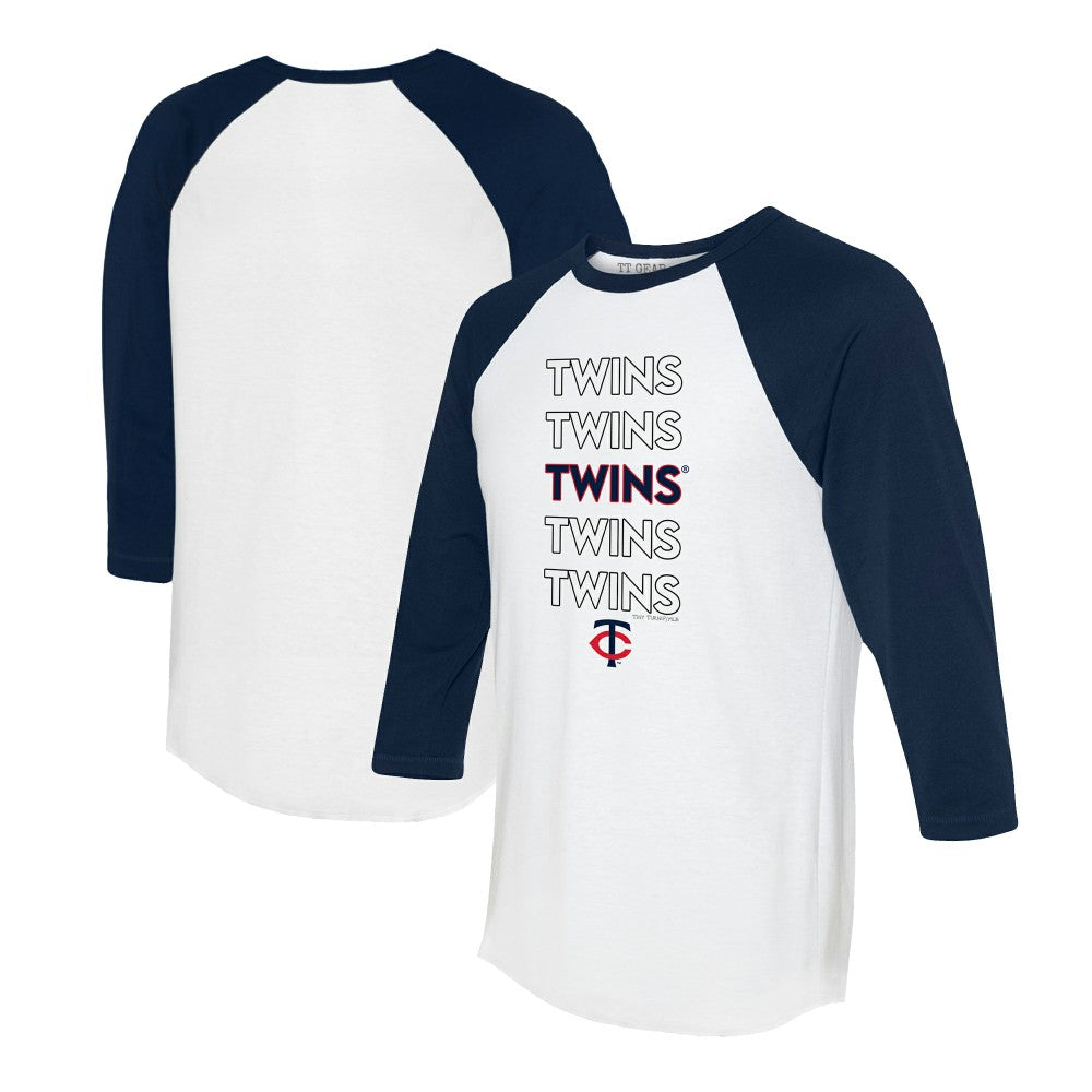 Minnesota Twins Tiny Turnip Women's Stacked 3/4-Sleeve Raglan T-Shirt White/Navy