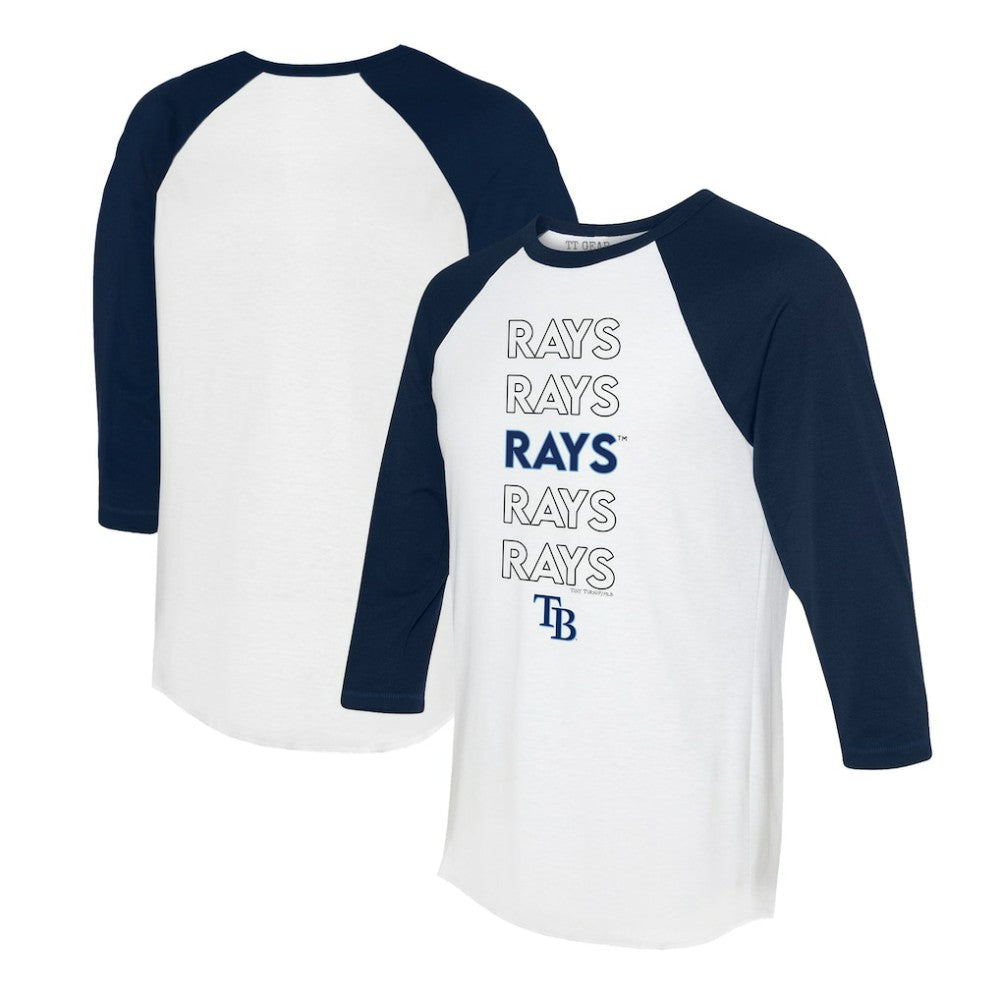 Tampa Bay Rays Tiny Turnip Women's Stacked 3/4-Sleeve Raglan T-Shirt White/Navy