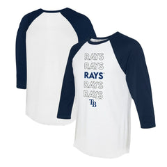 Tampa Bay Rays Tiny Turnip Women's Stacked 3/4-Sleeve Raglan T-Shirt White/Navy