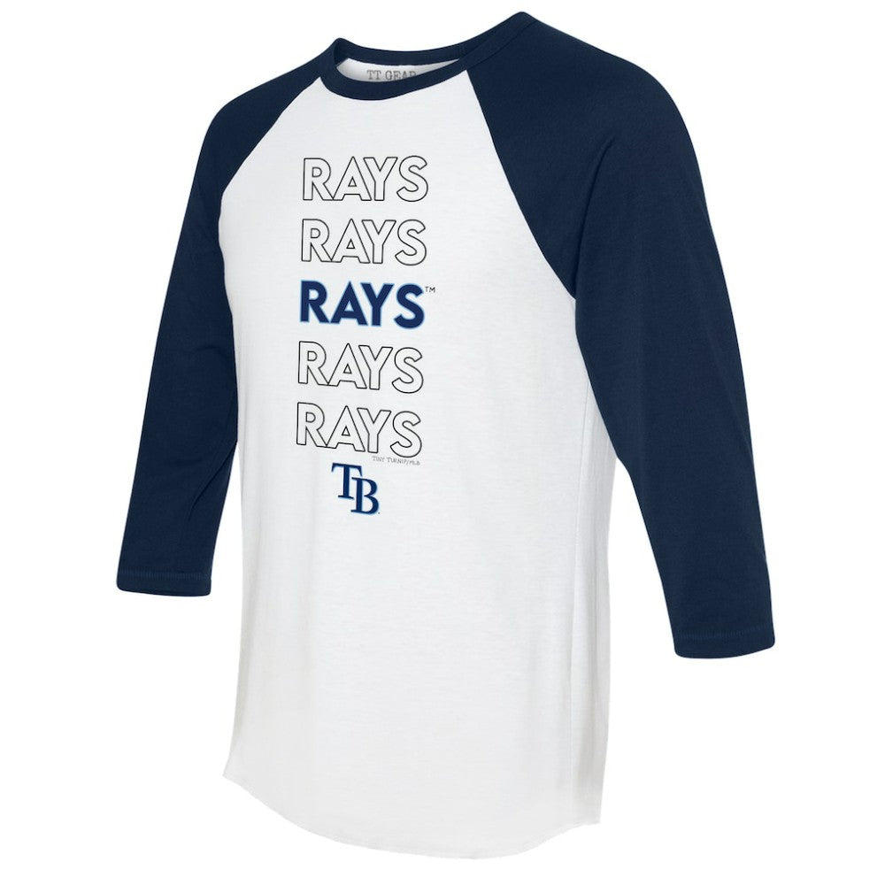 Tampa Bay Rays Tiny Turnip Women's Stacked 3/4-Sleeve Raglan T-Shirt White/Navy