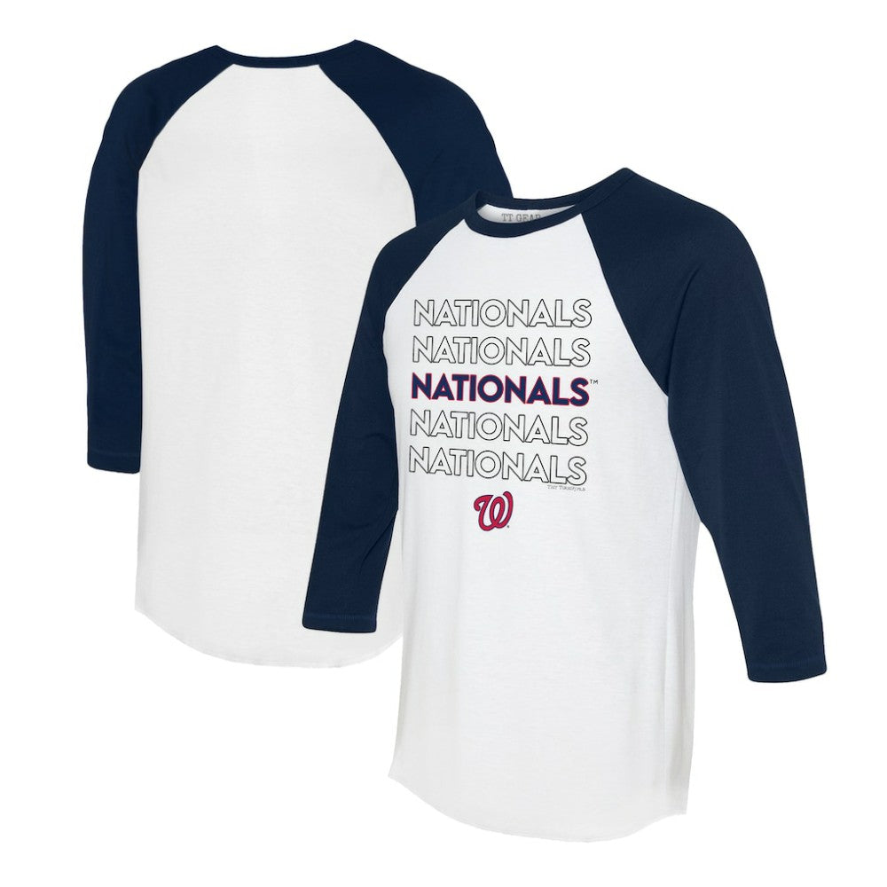 Washington Nationals Tiny Turnip Unisex Stacked 3/4-Sleeve Raglan T-Shirt White/Navy