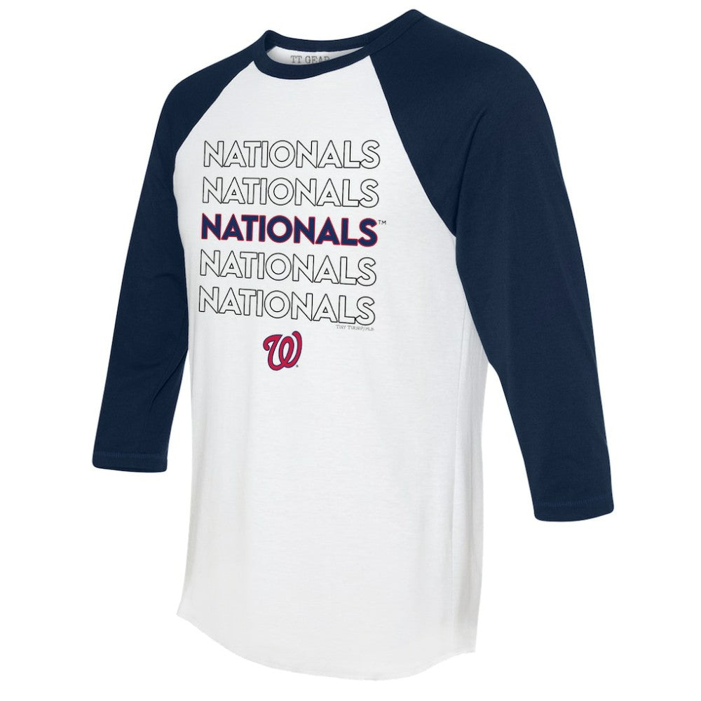 Washington Nationals Tiny Turnip Unisex Stacked 3/4-Sleeve Raglan T-Shirt White/Navy