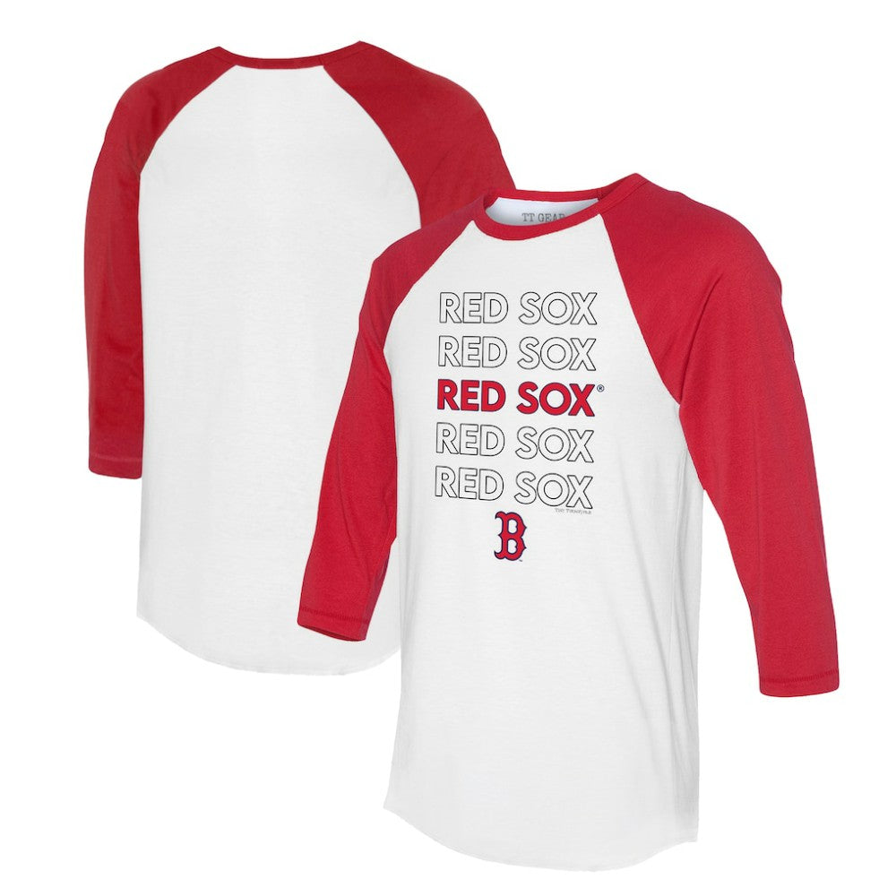 Boston Red Sox Tiny Turnip Unisex Stacked 3/4-Sleeve Raglan T-Shirt White/Red