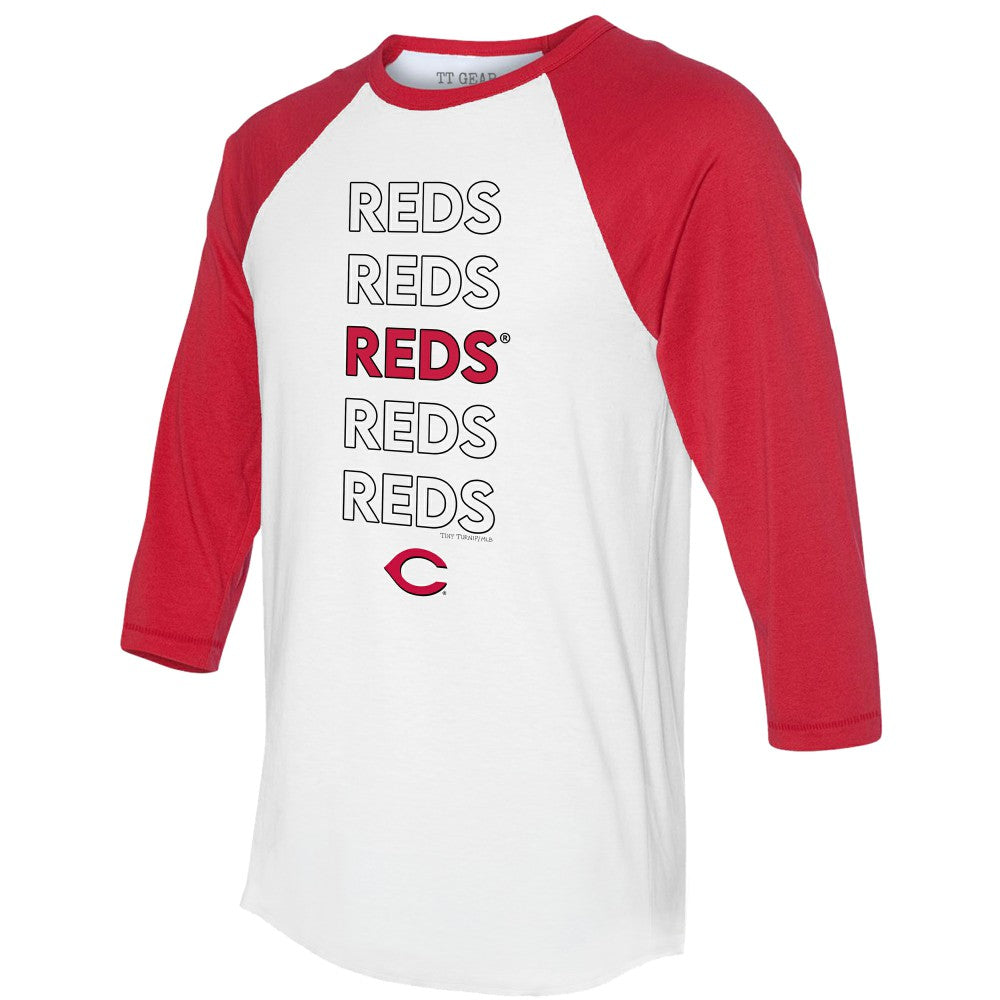 Cincinnati Reds Tiny Turnip Unisex Stacked 3/4-Sleeve Raglan T-Shirt White/Red
