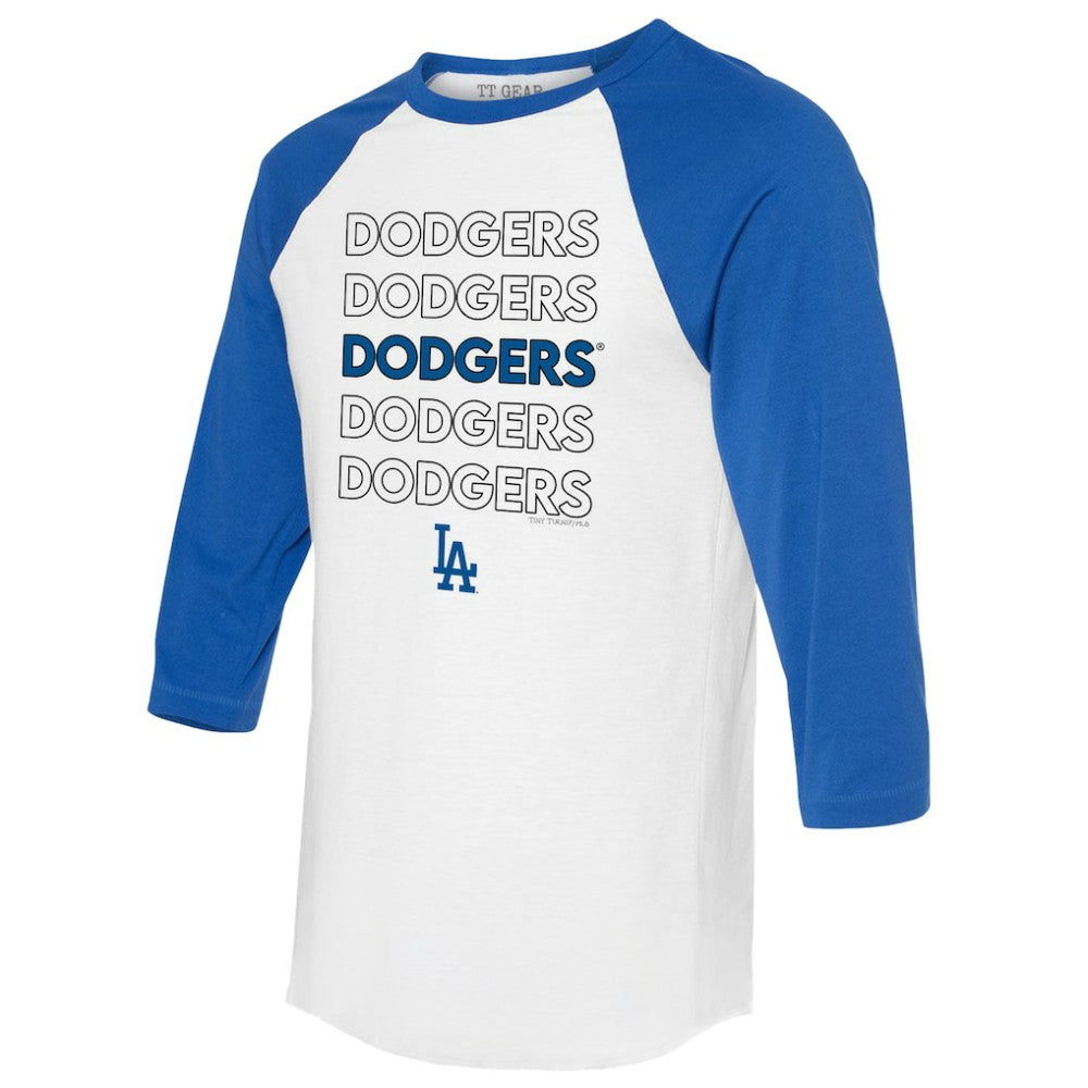 Los Angeles Dodgers Tiny Turnip Unisex Stacked 3/4-Sleeve Raglan T-Shirt White/Royal