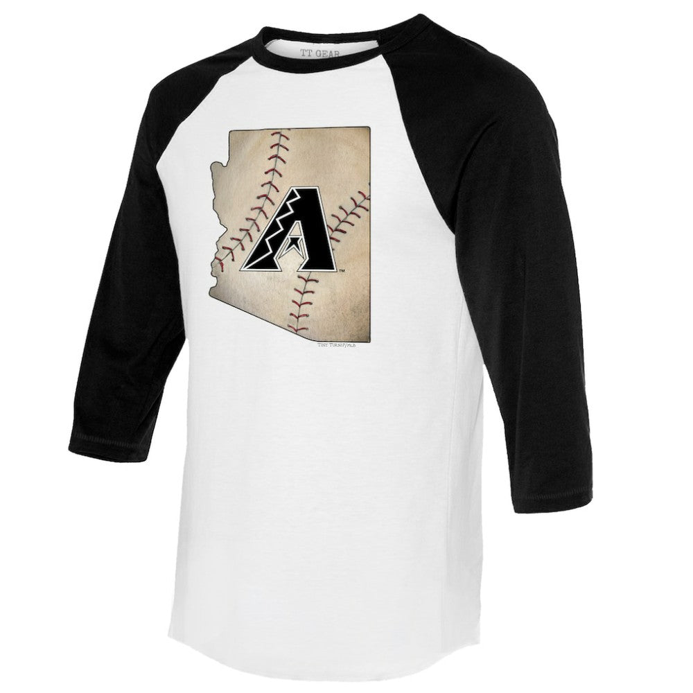 Arizona Diamondbacks Tiny Turnip Unisex State Outline 3/4-Sleeve Raglan T-Shirt White/Black