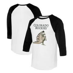 Colorado Rockies Tiny Turnip Unisex Stega 3/4-Sleeve Raglan T-Shirt White/Black