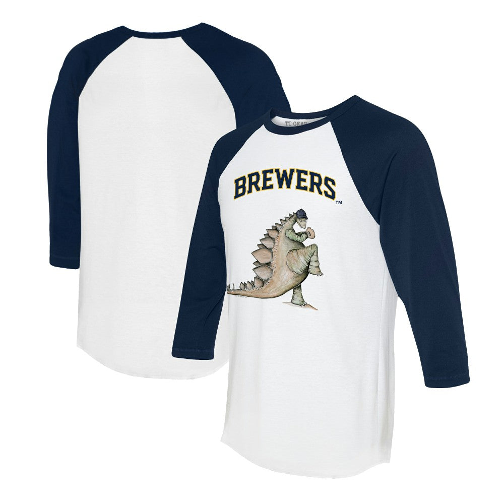 Milwaukee Brewers Tiny Turnip Unisex Stega 3/4-Sleeve Raglan T-Shirt White/Navy