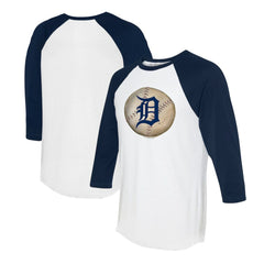 Detroit Tigers Tiny Turnip Unisex Stitched Baseball 3/4-Sleeve Raglan T-Shirt White/Navy
