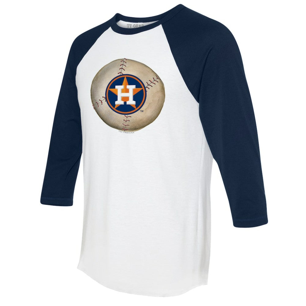 Houston Astros Tiny Turnip Unisex Stitched Baseball 3/4-Sleeve Raglan T-Shirt White/Navy