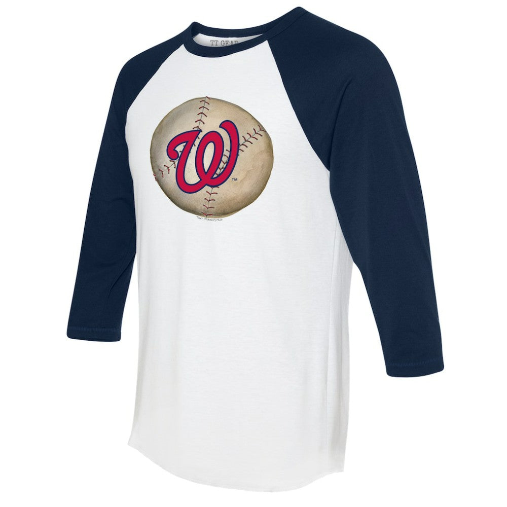 Washington Nationals Tiny Turnip Unisex Stitched Baseball 3/4-Sleeve Raglan T-Shirt White/Navy