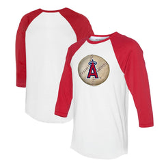 Los Angeles Angels Tiny Turnip Unisex Stitched Baseball 3/4-Sleeve Raglan T-Shirt White/Red