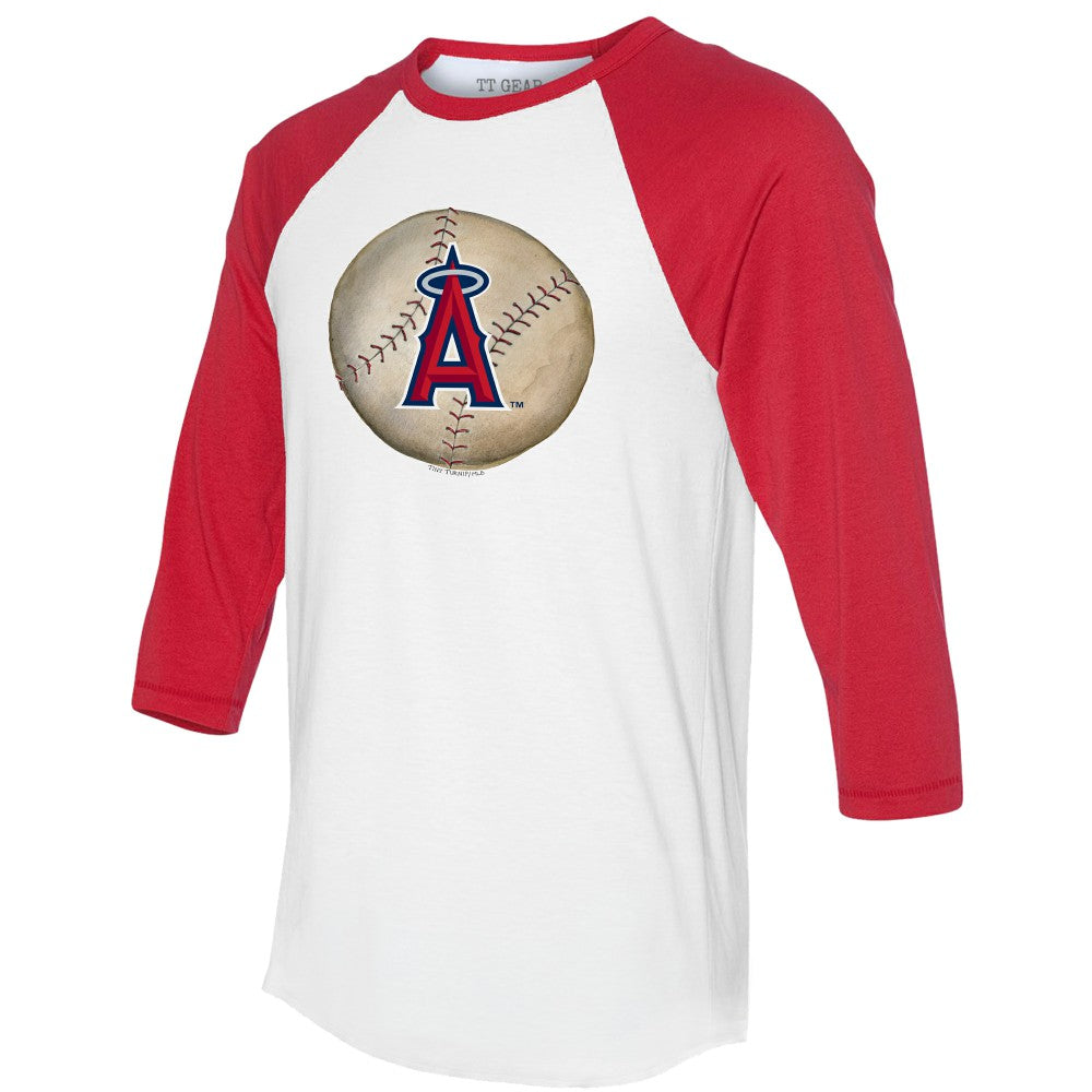 Los Angeles Angels Tiny Turnip Unisex Stitched Baseball 3/4-Sleeve Raglan T-Shirt White/Red