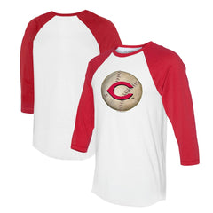 Cincinnati Reds Tiny Turnip Unisex Stitched Baseball 3/4-Sleeve Raglan T-Shirt White/Red