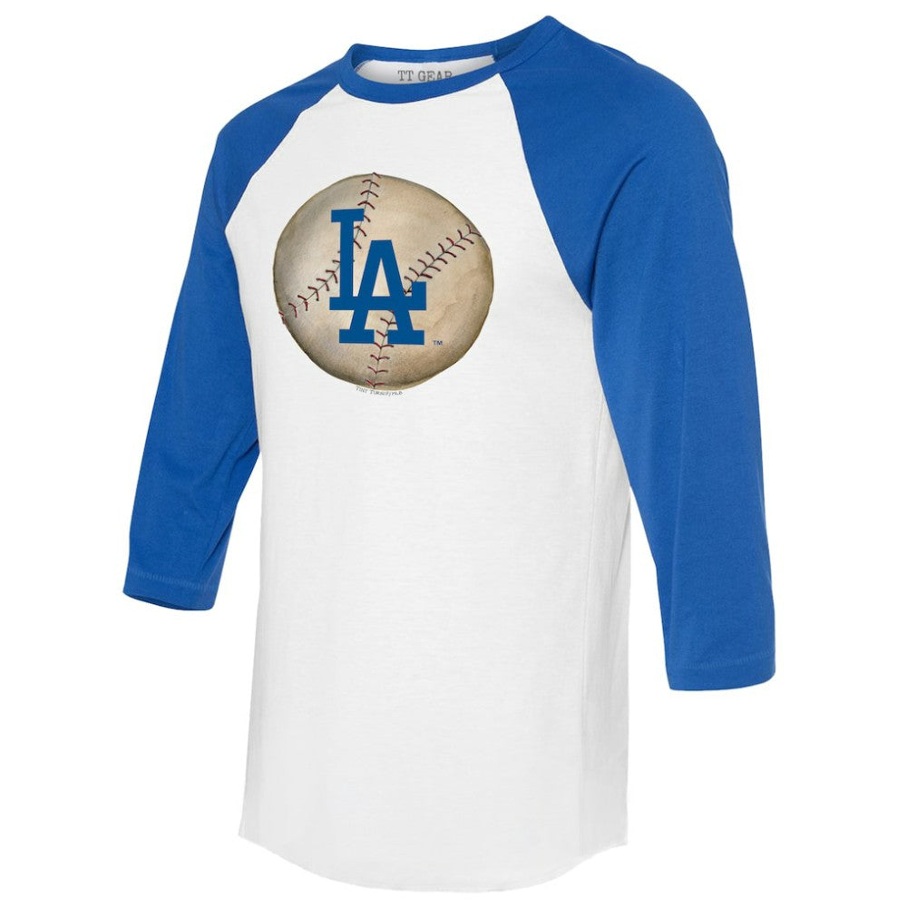 Los Angeles Dodgers Tiny Turnip Unisex Stitched Baseball 3/4-Sleeve Raglan T-Shirt White/Royal