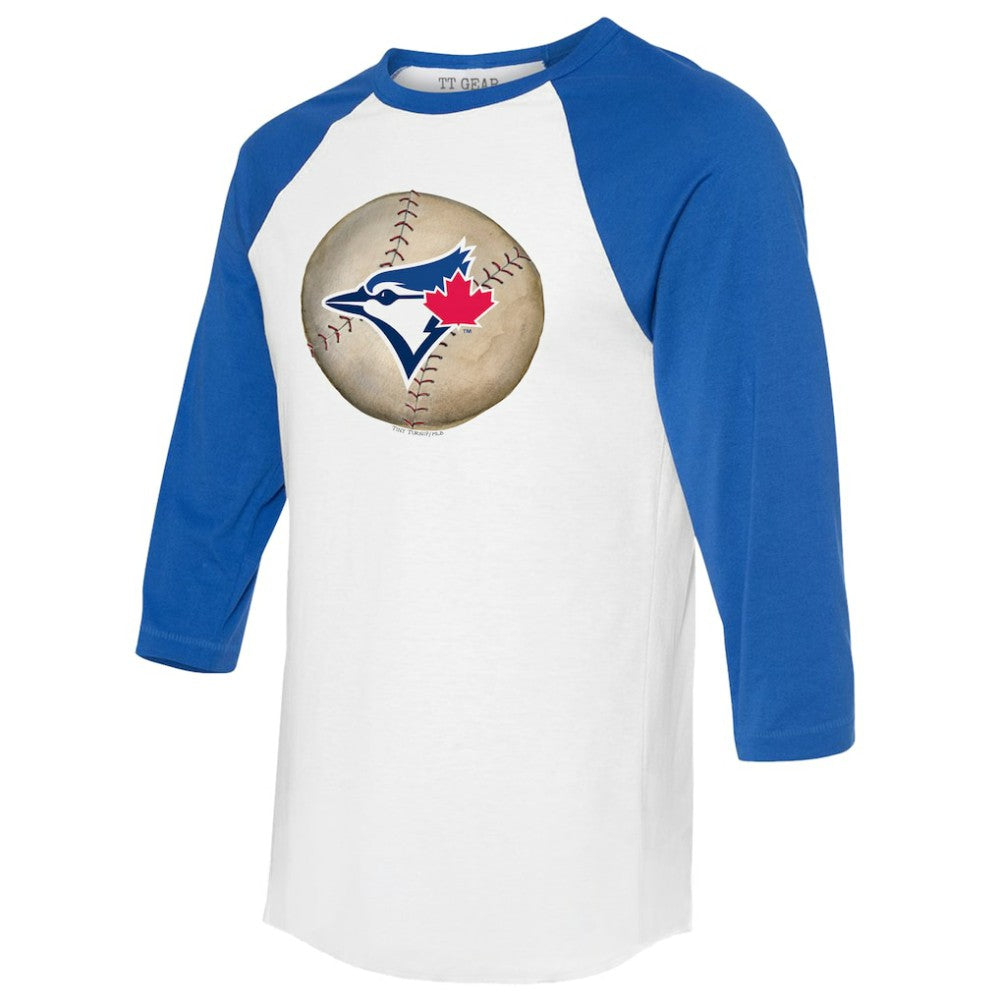 Toronto Blue Jays Tiny Turnip Unisex Stitched Baseball 3/4-Sleeve Raglan T-Shirt White/Royal