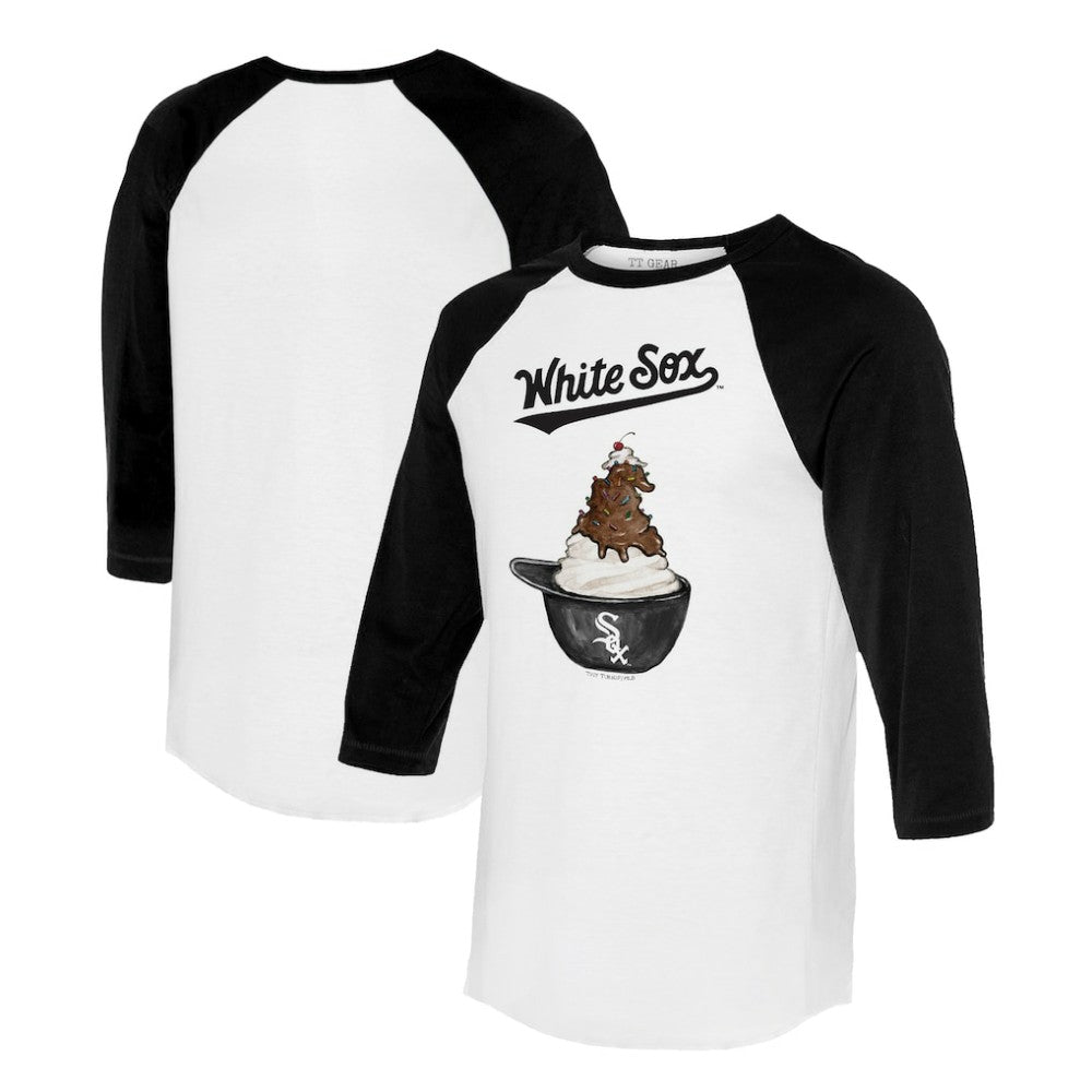 Chicago White Sox Tiny Turnip Unisex Sundae Helmet 3/4-Sleeve Raglan T-Shirt White/Black